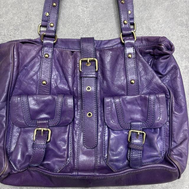 Purple leather city bag
