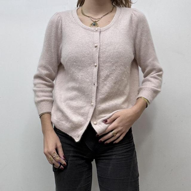 Pink angora wool cardigan