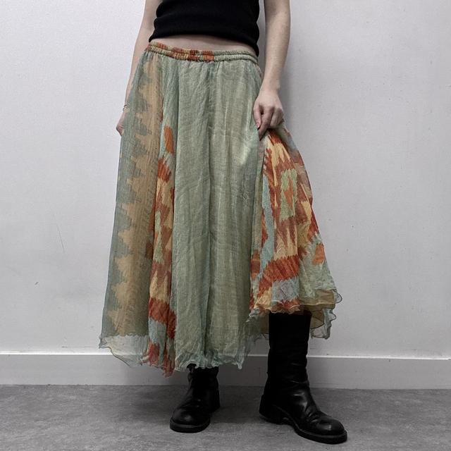 Sheer crinkle silk floaty boho skirt