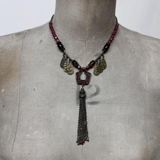 Boho hammered metal chain necklace