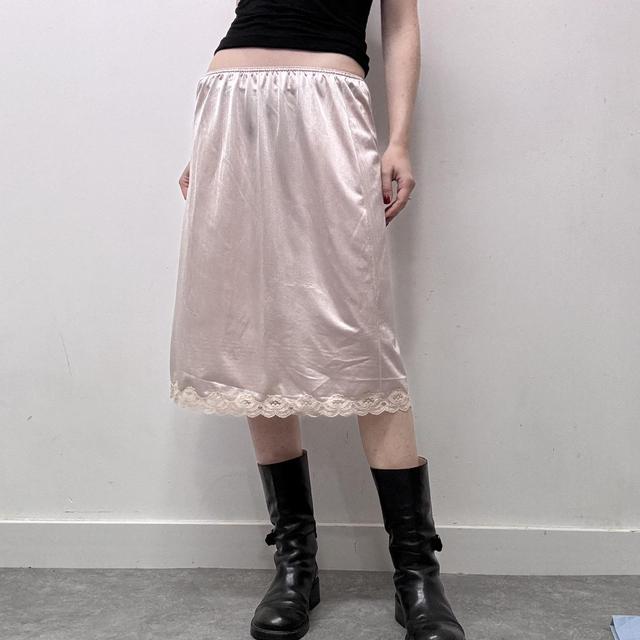 Coquette pink lace slip skirt