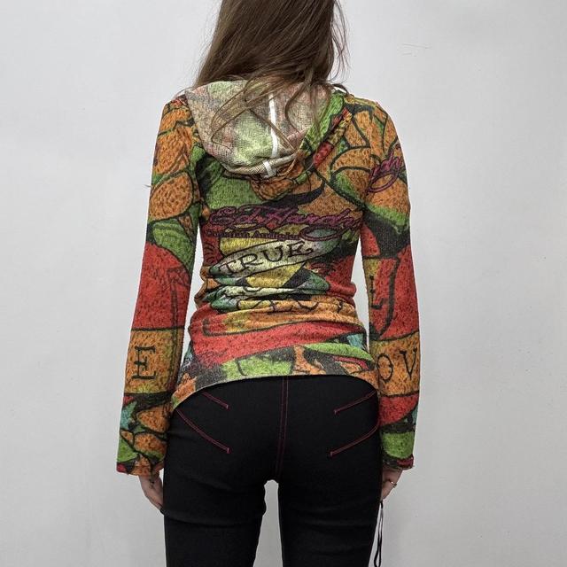Graphic patterned slouchy flared hoodie