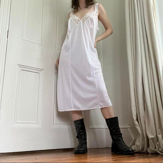 White lace slip dress