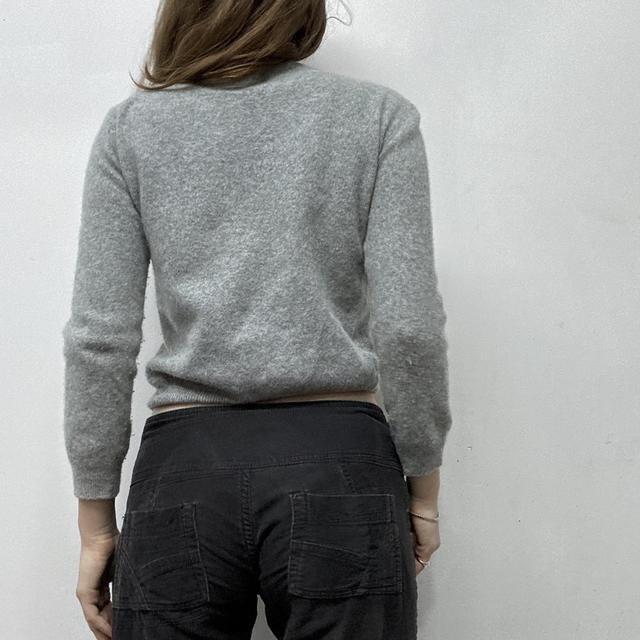 Grey wool knitted cropped jumper