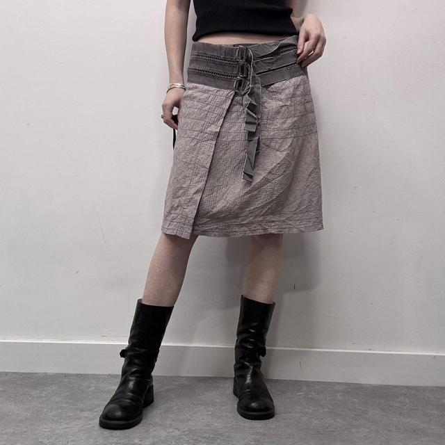Crinkle buckle cross over wrap midi skirt