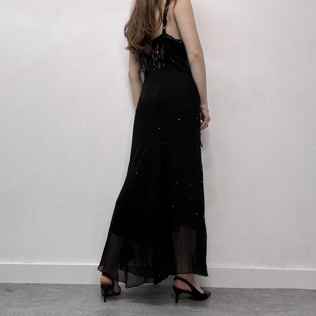 Black sequin cowl neck maxi dress