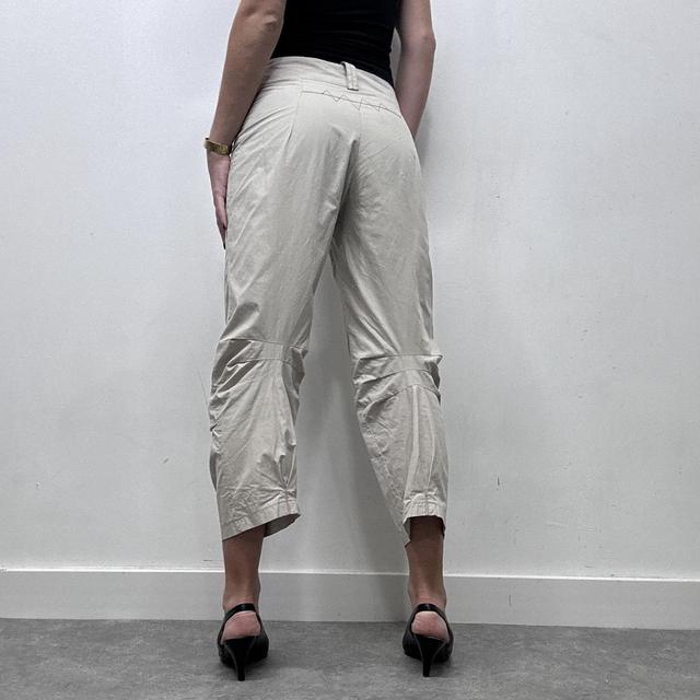 Beige barrel cropped capri trousers