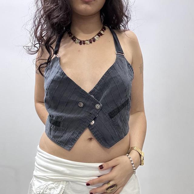 Cropped wrap waistcoat vest