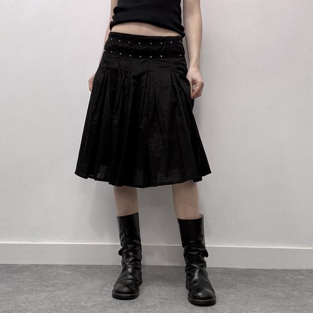 Black pleated midi skirt