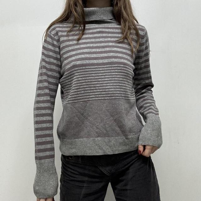 Grey pinstripe slouchy cashmere jumper