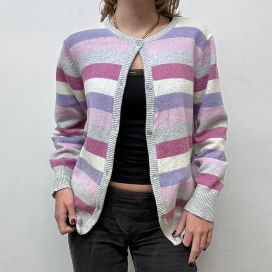 Stripy wool pastel cardigan