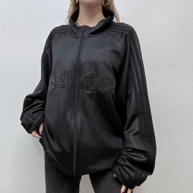 Black oversized adidas zip up jacket