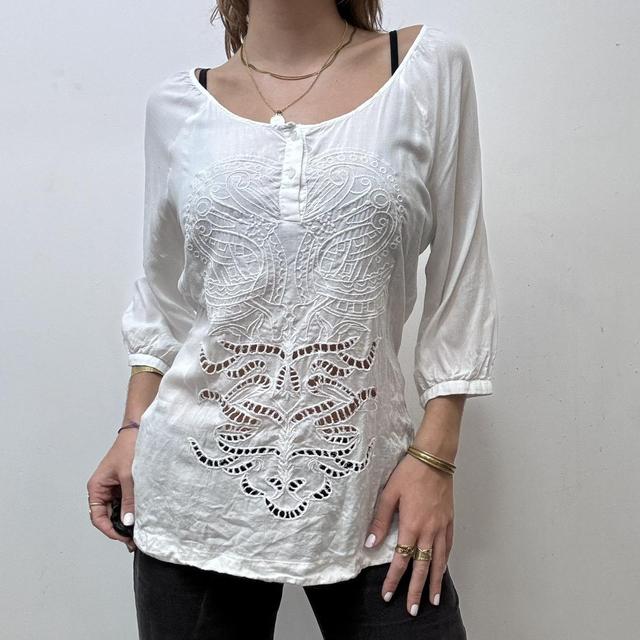 White lace boho floaty shirt