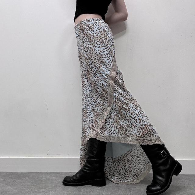 Leopard lace maxi skirt
