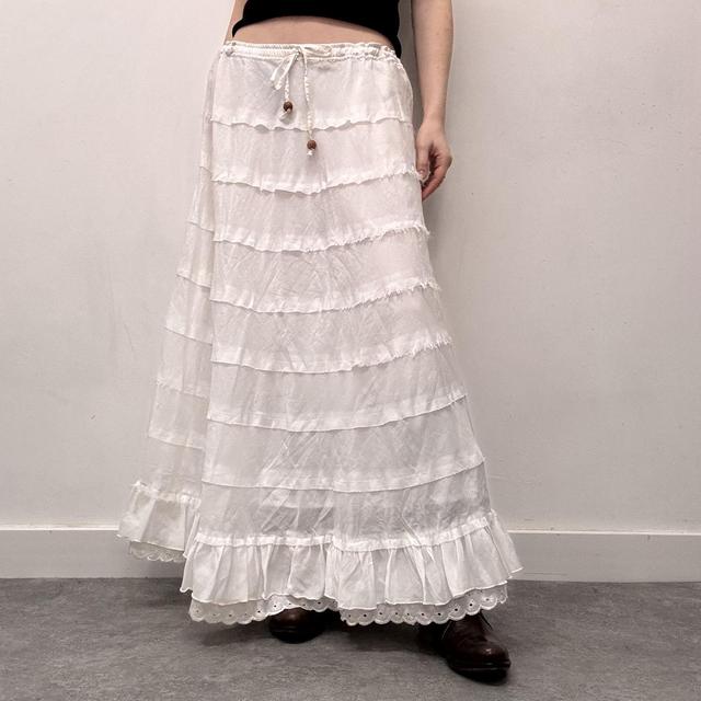 Lace layered tiered maxi skirt