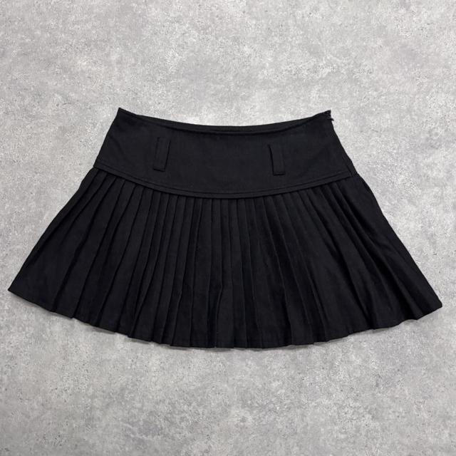 Black pleated wool morgan skirt
