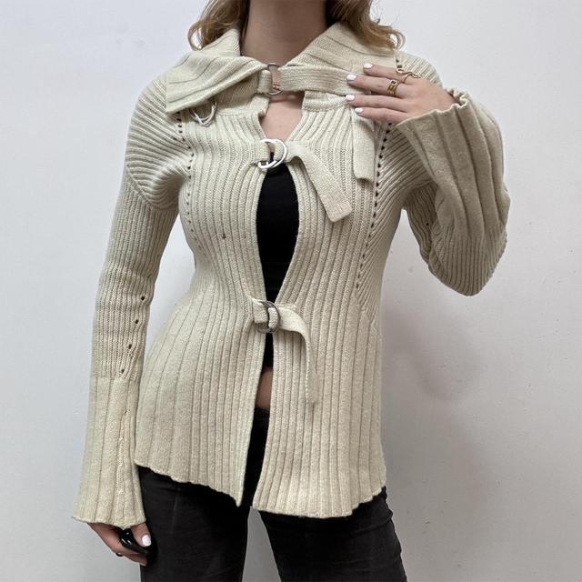 Ribbed knit flare cardigan