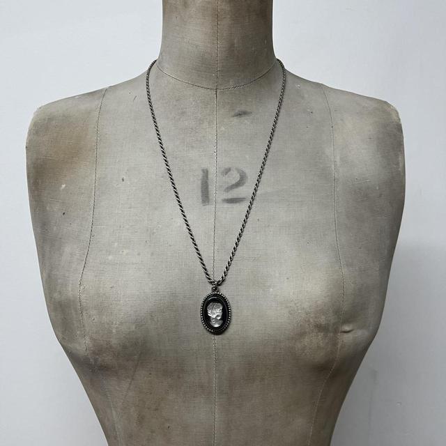 Gothic sterling silver cameo necklace