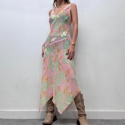 Sheer pastel floral fairy maxi dress