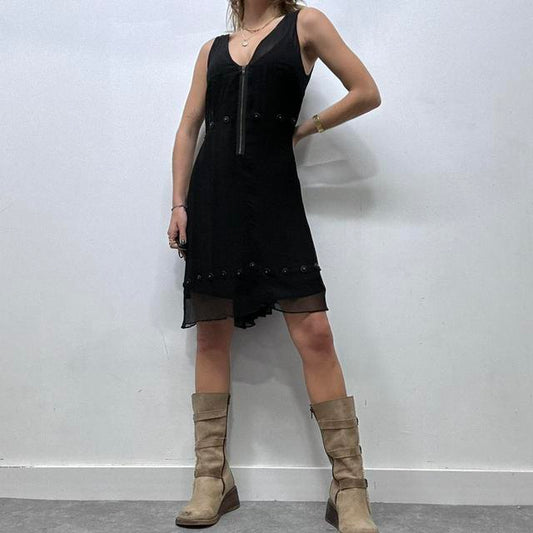 Sheer layered crinkle grunge dress