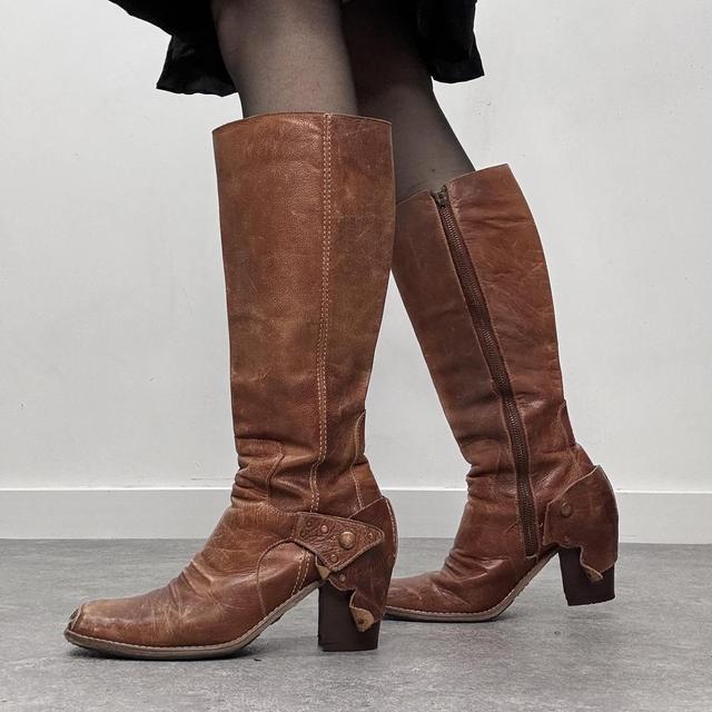 Tan leather campus boots