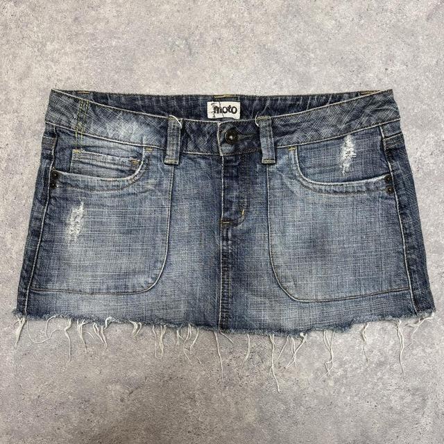 Denim fray mini skirt