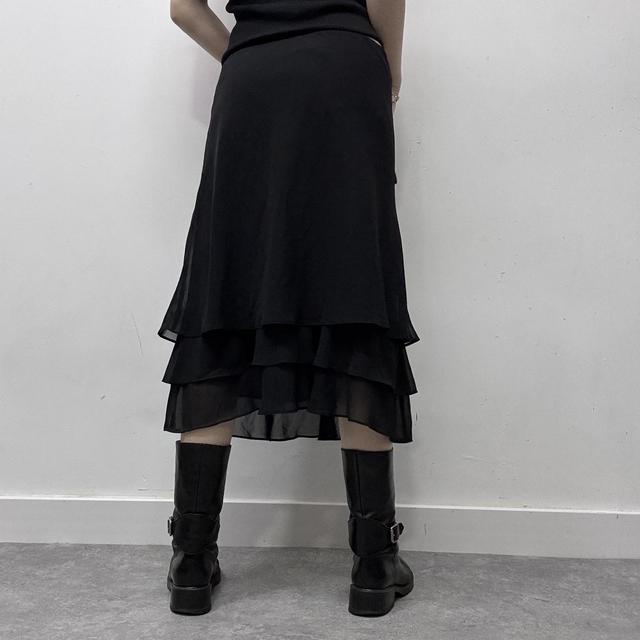 Black layered midi skirt