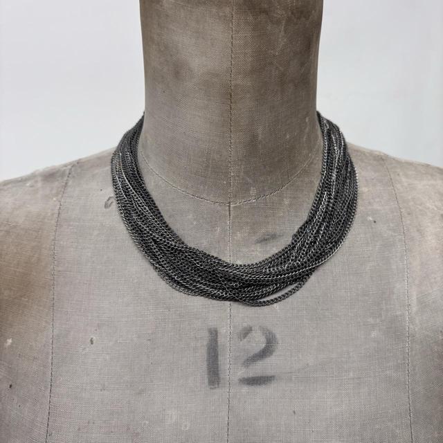 Layered silver chain necklace