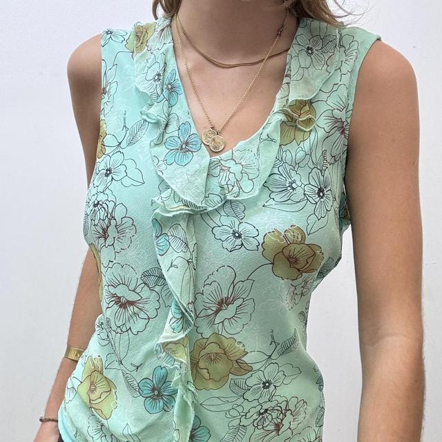 Vintage floral fairy silk flutter top