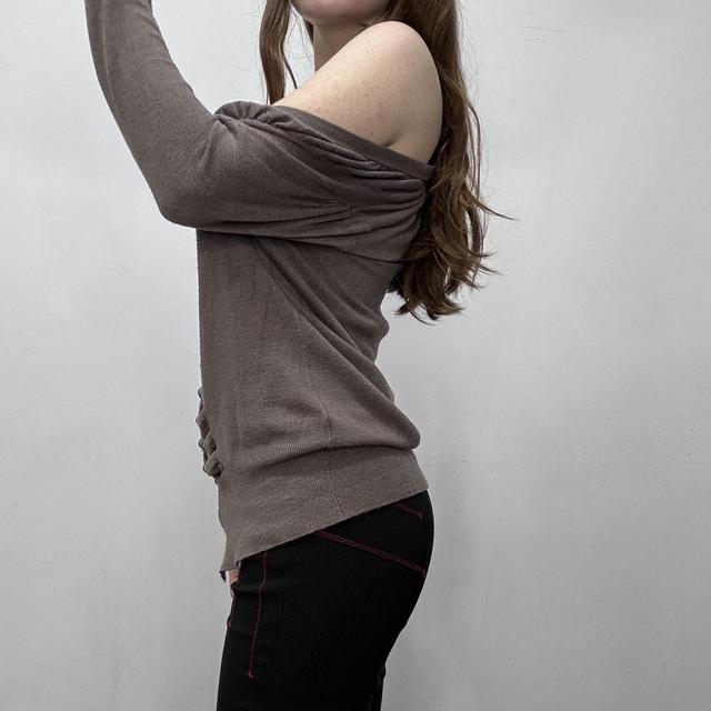 Slouchy gathered wide neck cardigan