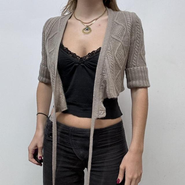 Wool wrap cropped cardigan