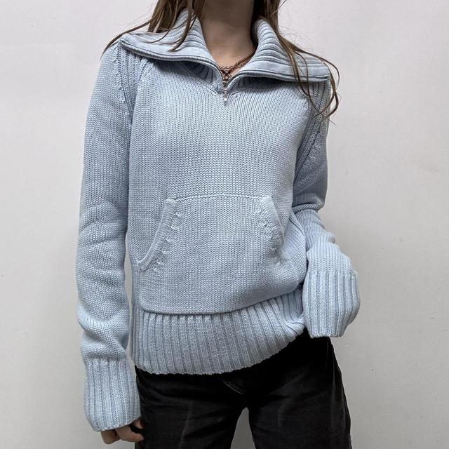 Pale blue chunky knit oversized jumper