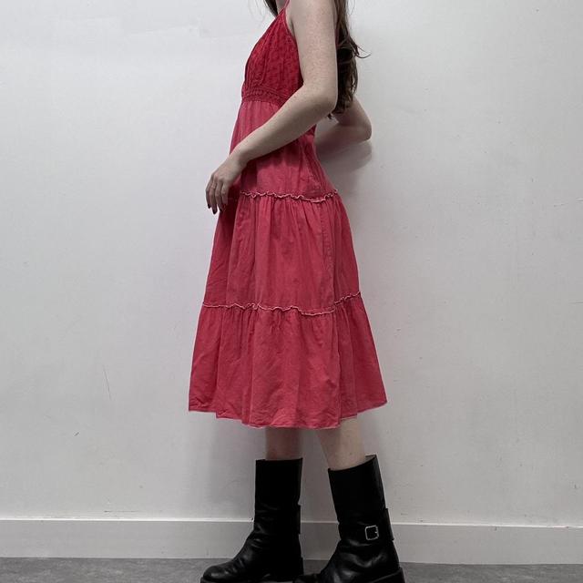 Red lace tiered summer dress