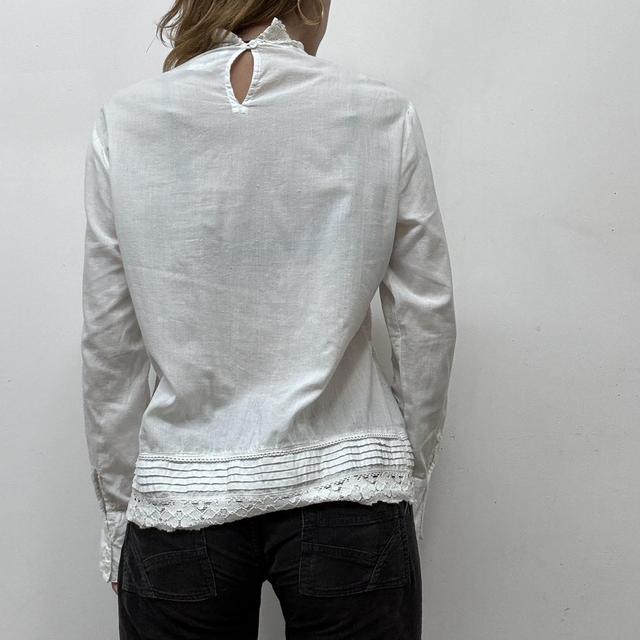 White lace antique style cotton shirt