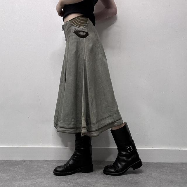 Khaki flared distressed fairy skirt