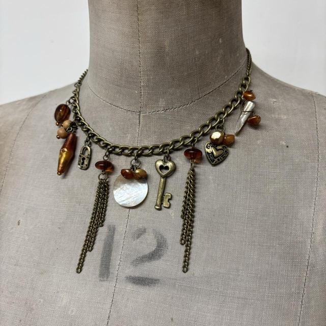 Vintage brass charm necklace