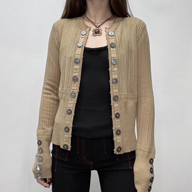 Tan knit button cardigan