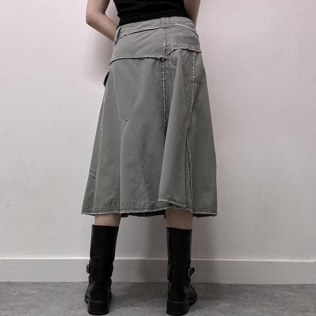 Khaki denim distressed skirt