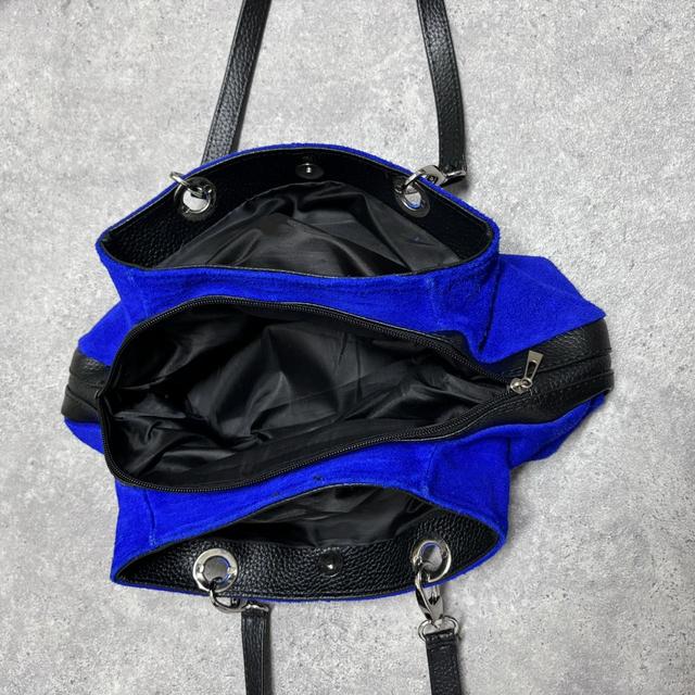 Blue suede shoulder bag