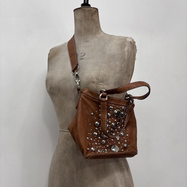 Tan leather studded mini bag