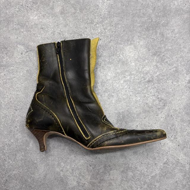 Brown leather y2k futuristic boots
