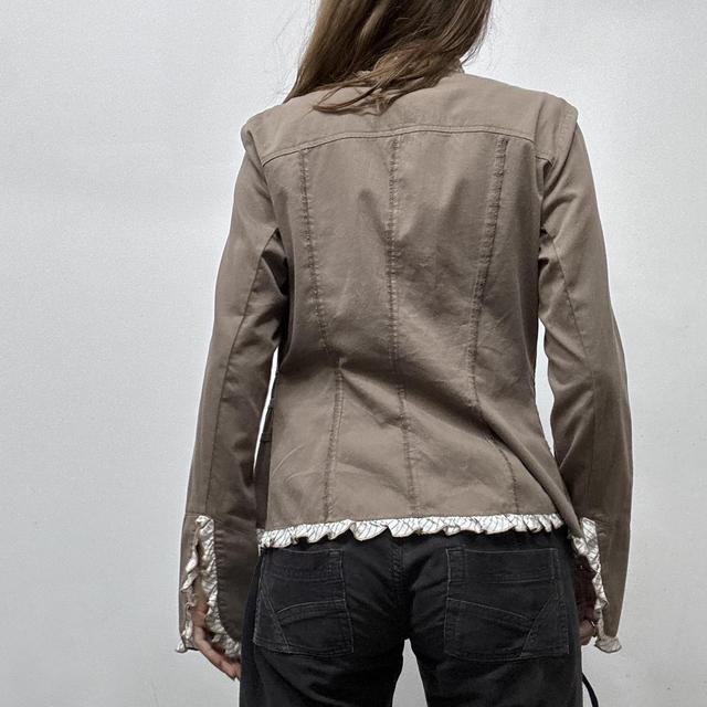 Brown pinstripe bow shirt