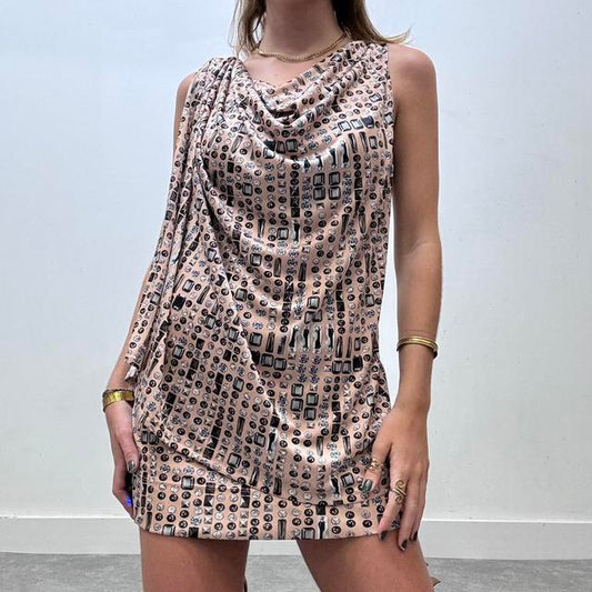 Printed y2k draped Miss sixty dress