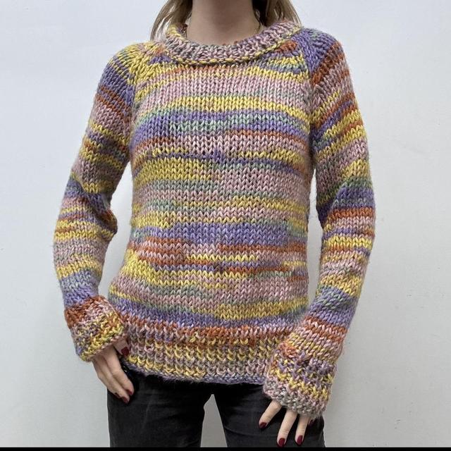 Colourful knitted rainbow jumper