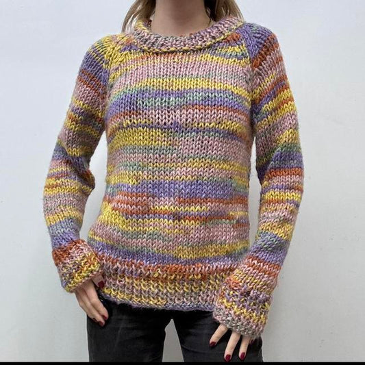 Colourful knitted rainbow jumper