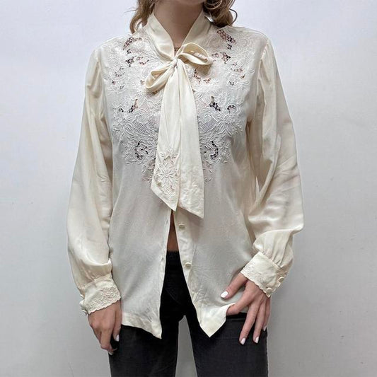 Silk lace vintage blouse