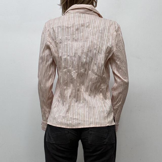 Pink pinstripe gathered crinkle shirt