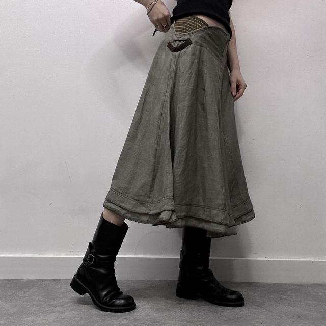 Khaki flared distressed fairy skirt