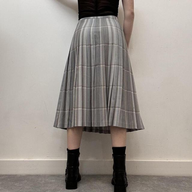 Pleated pinstripe checked skirt
