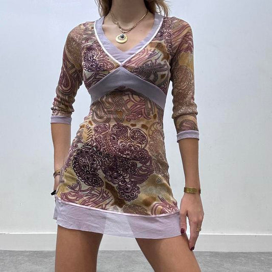 Sheer mricro mesh paisley dress